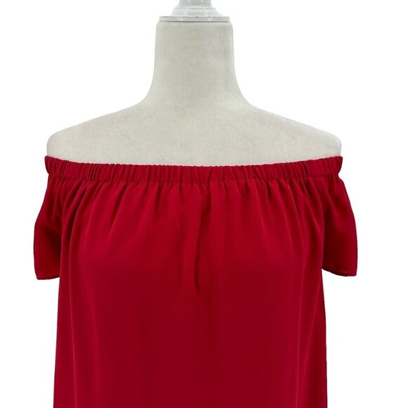 NWT Express Red Off The Shoulder Short Mini Dress Womens Small - Picture 2 of 8